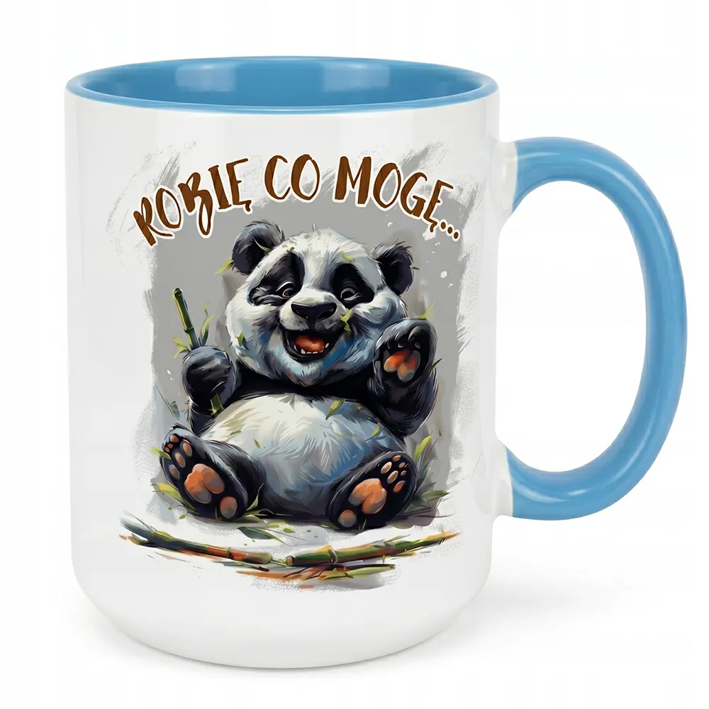 Śmieszny kubek z nadrukiem panda „Robię co mogę..”